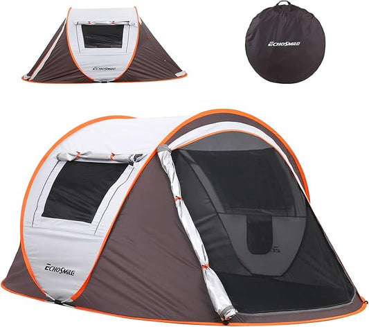 EchoSmile Instant Pop Up Camping Tent, 2/4/6 Person, Easy Setup Tent, Water Resistant Dome, Portable with Carry Bag