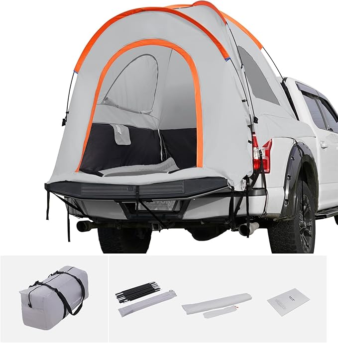 Happybuy Truck Bed Tent, 5.5'-6' Pickup Truck Tent with Rain Cover and Carry Bag, Waterproof PU2000mm Double Layer for Camping, Accommodating 2-3 People, Ideal for Camping Travel