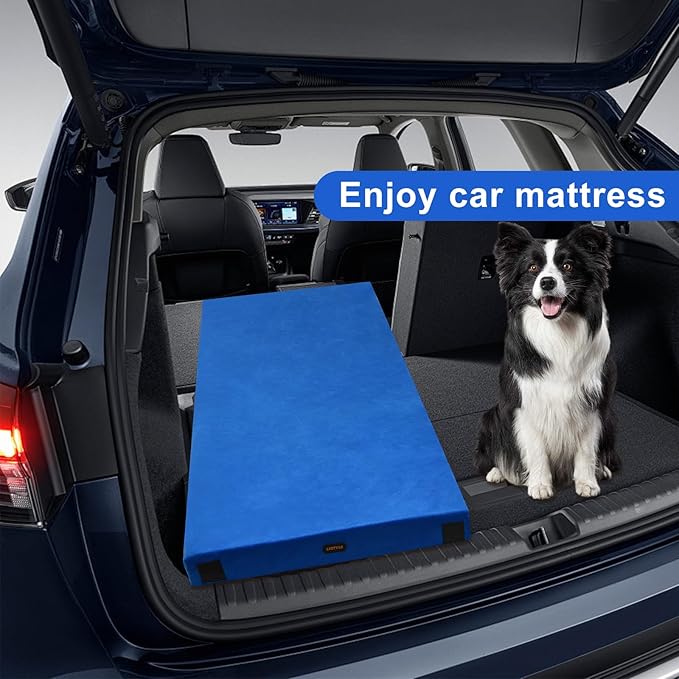 Memory Foam Camping Mattress pad, Sleeping Mat for Adults with Non-Slip Bottom, Portable Roll Up Mattress, Cot Pad for Car Camping(Twin XL, Blue)