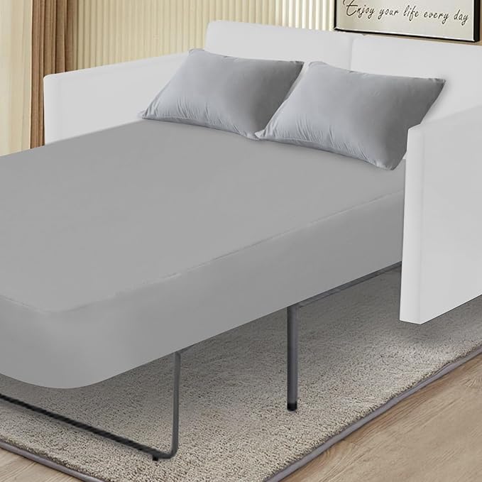 Biloban Queen Sofa Bed Fitted Sheet, Queen Sofa Bedding Fitted Sheets Only with Deep Pocket up to 8", Bottom Sheet, Shrinkage & Stain Resistant Bed Sheets, Wrinkle Free & Easy Care, Grey