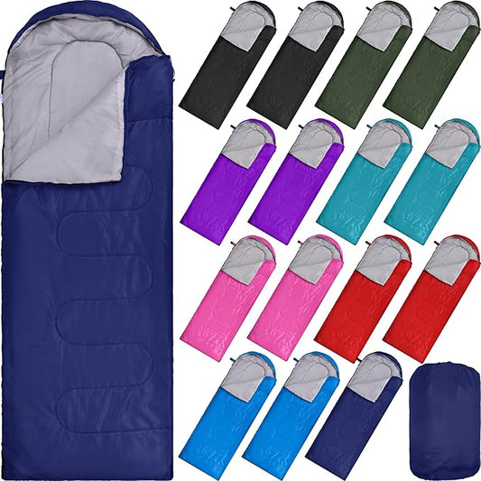 Tudomro 16 Pack Winter Camping Sleeping Bags Bulk Adults 4 Season Warm Cold Weather Lightweight Waterproof Compact Backpacking Sleeping Bag for Travel Hiking