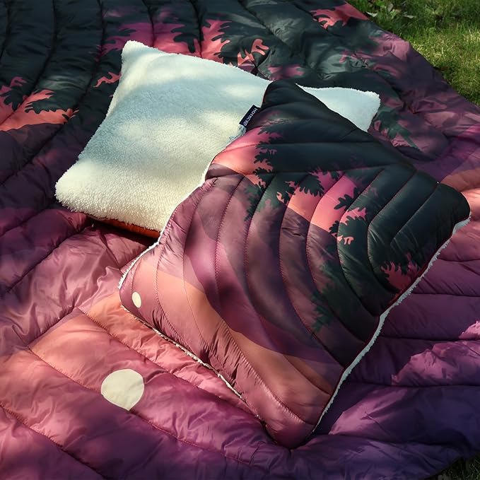 Camping Pillow, Sherpa Lining Travel Pillow Supportive Compressible Lightweight Camp Pillow with Storage Bag for Camping,Hiking,Backpacking,Airplane