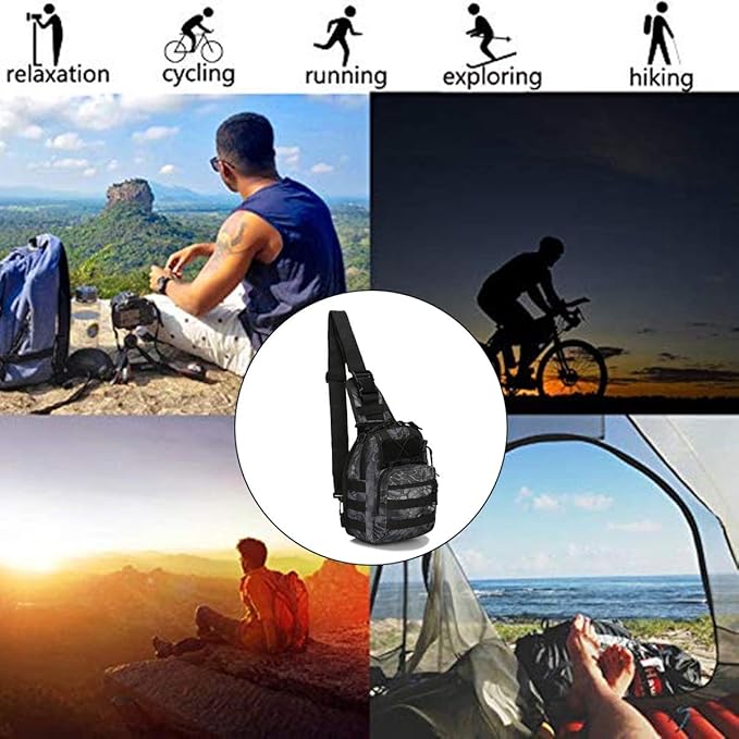 Tactical Shoulder Sling Bag Small Outdoor Chest Pack Backpack for Men Traveling, Trekking, Camping, Sling Backpack