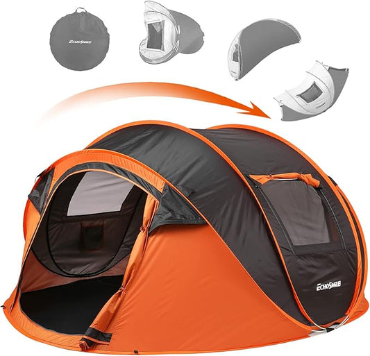EchoSmile Instant Pop Up Camping Tent, 2/4/6 Person, Easy Setup Tent, Water Resistant Dome, Portable with Carry Bag