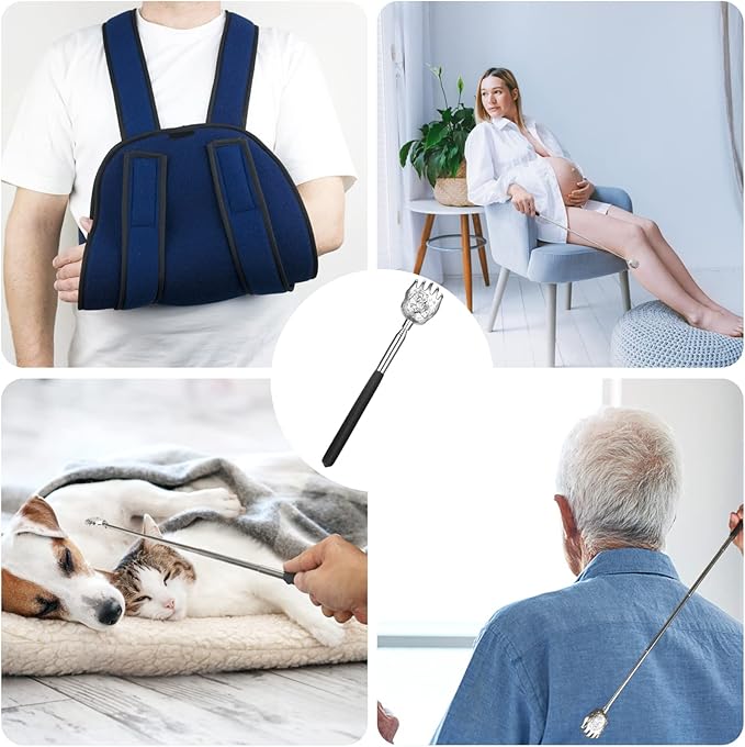 Bear Claw Back Scratcher with Gift Bag - Portable Metal Stainless Steel Telescoping Massage Tool - Gift/Stocking Stuffers for Men Women