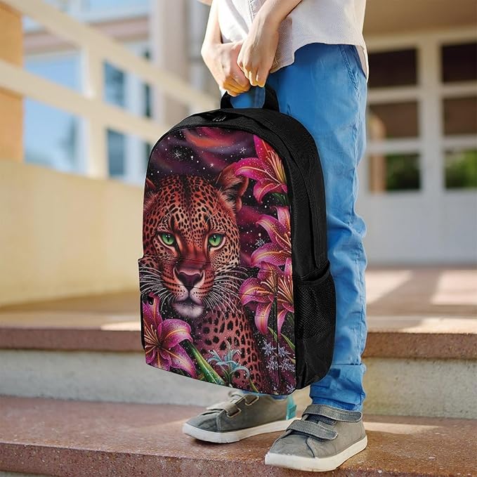 Supdreamc Shoulder Book Bags Polyester Multipurpose Anti-Theft Beautiful Wild Animal Tiger Abstract Florals Art Carry On Bag Large Capacity Travel Hiking Camping Rucksack