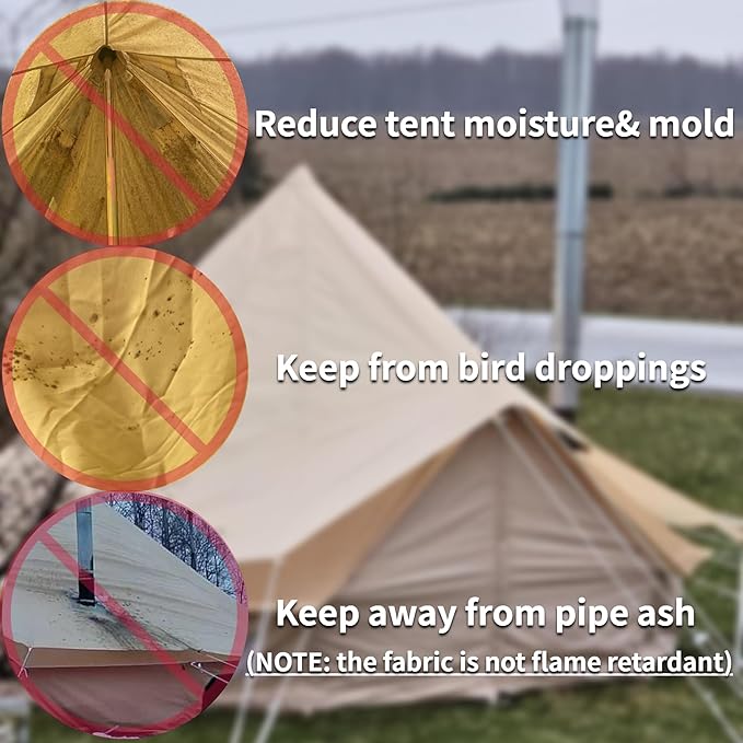DANCHEL OUTDOOR 4 Season Canvas Bell Tent with Waterproof Rain Fly Tarp with Stove Jack for 6 Person Camping Glamping, 5m/16.4ft