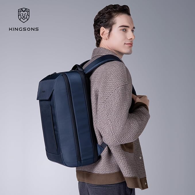 Kingsons 15.6 Inch Laptop Compartment Backpack for Men,Waterproof Slim Durable Business Backpack for Work,Travel (KS25054-Dark Blue-US-1)