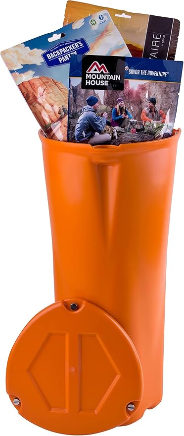 SABRE Frontiersman Bear Safe Food Storage Container, 11.86-Liter Storage Capacity, Locking Lid, Water and Airtight, Prevents Food Odors, Family Size and Longer Hike Usage, High Visibility Orange Color