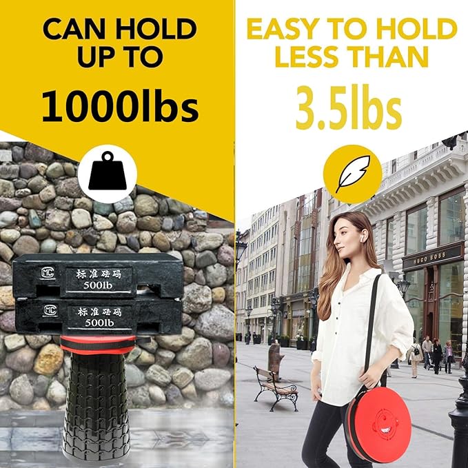 Upgraded 19.7"Portable Collapsible Folding Stool with Cushion Retractable Telescoping Foldable Stool for Adults Heavy Duty Camping Sturdy with Max Load Capacity 1000lbs for Outdoor Fishing Hiking BBQ