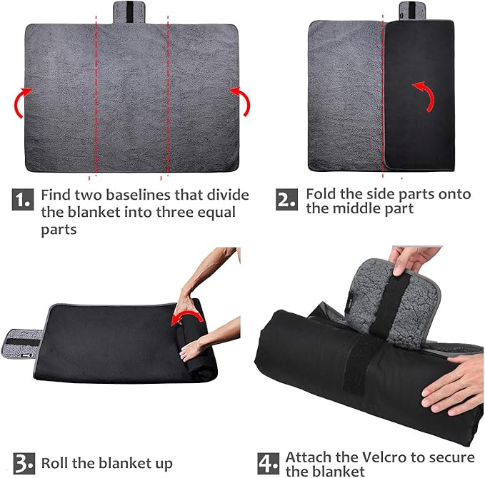 Tirrinia Large Waterproof Outdoor Blanket, Soft Warm Windproof Stadium Blanket with Sherpa Fleece and Foldable for Outdoor Sport, Baseball, Football, Beach, Concerts, Car