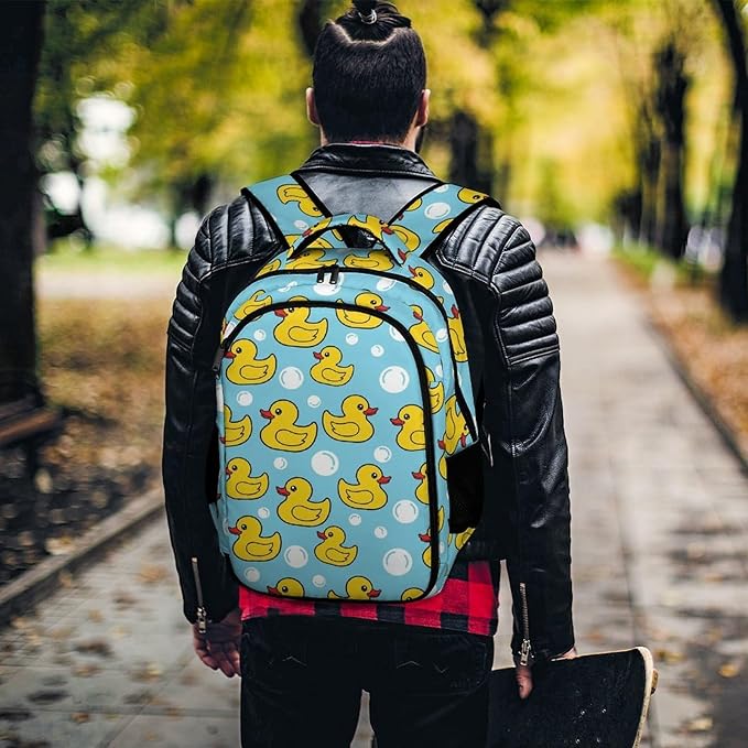 Backpack Yellow Rubber Duck Print, Lightweight Water Resistant Casual Daypack for Travel Commute and Hiking
