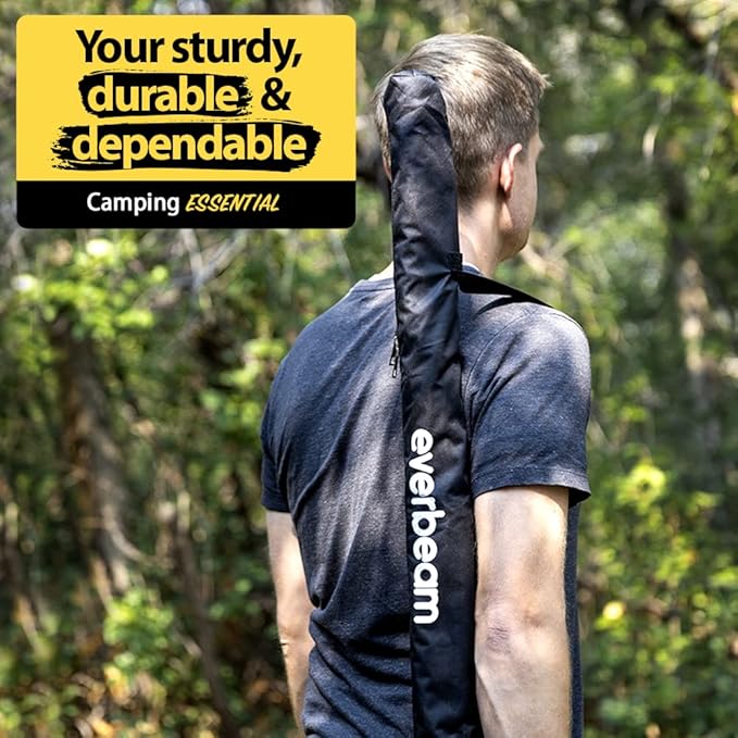 Everbeam Adjustable Tarp Poles - Extend to 92" - Portable & Lightweight, Ideal for Awning, Tent Fly - Includes Guy Lines, Stakes, Carry Bag