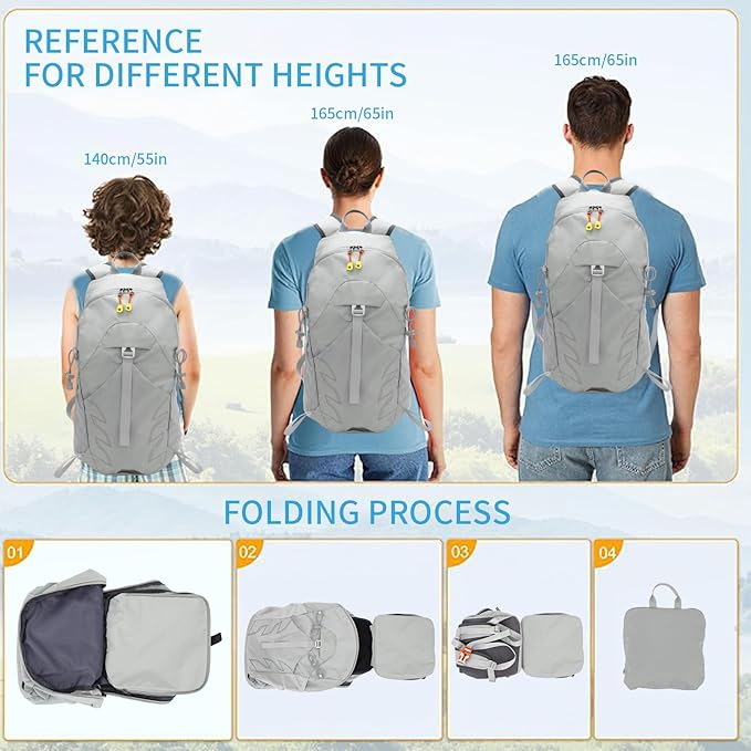 Small Lightweight Hiking Backpack,20L Foldable Hiking Daypack Cycling Hydration Backpack Travel Camping Bag