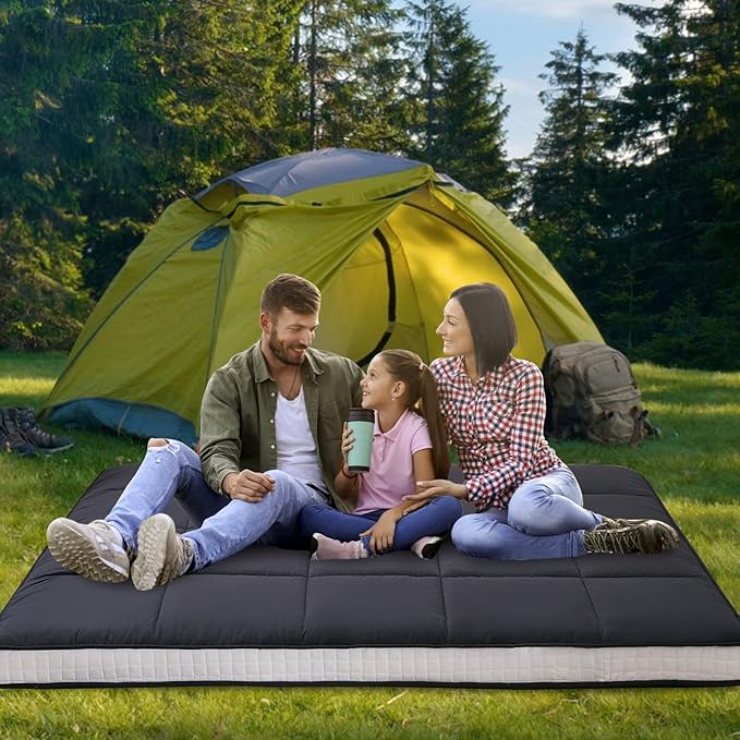 DoCred Queen Size Futon Mattress, Extra Thick Foldable Japanese Floor Mattress Memory Foam Sleeping Pad for Adults, Roll Up Mattress Tatami Mat Breathable Floor Lounger Guest Bed