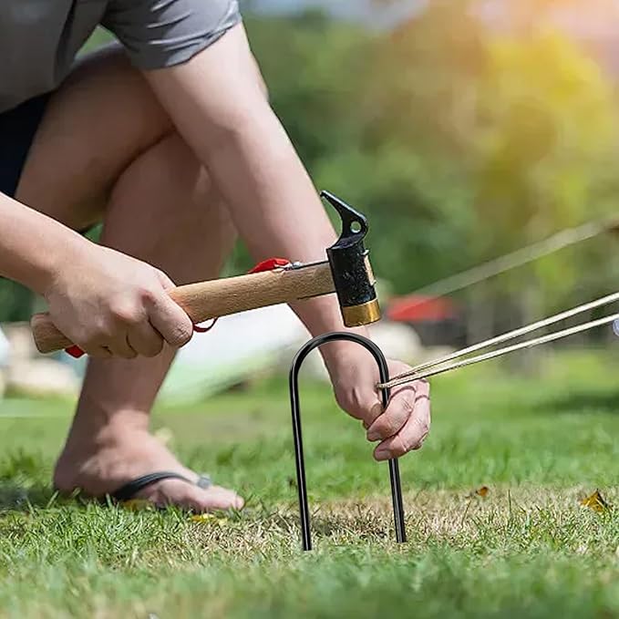 8Pcs Trampolines Wind Stakes, 12 Inch Landscape Staples, Heavy Duty Trampoline Anchors, U-Shaped Garden Stakes, Ground Stake with T Hook for Soccer Goals Trampoline Camping Tents (Black)