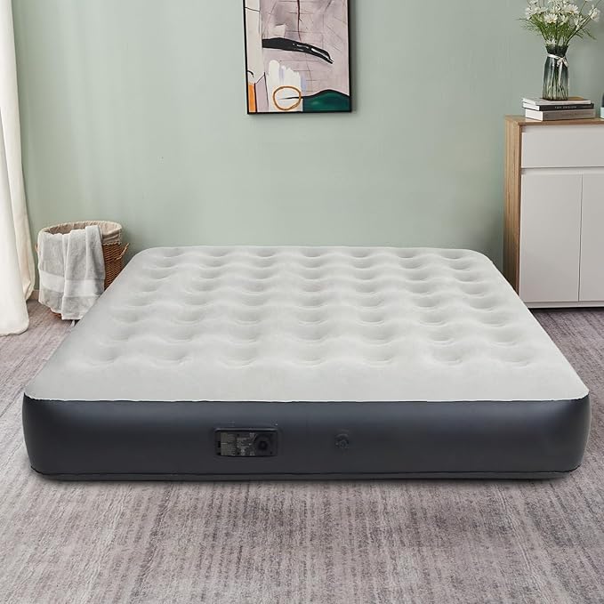 King Size Air Mattress with Built-in Pump, Inflatable Bed Blow Up Mattress for Camping