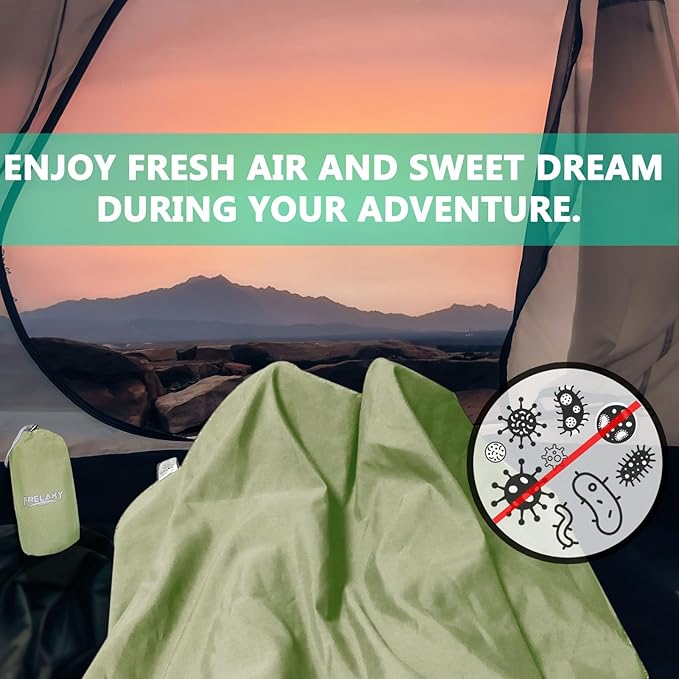 Frelaxy Sleeping Bag Liner, XL Travel Sheet & Camping Sheet for Backpacking, Hotel, Hostels & Traveling, Comfy & Easy Care, Full-Length Zipper/No Zipper, 4 Seasons Warm Cold Weather