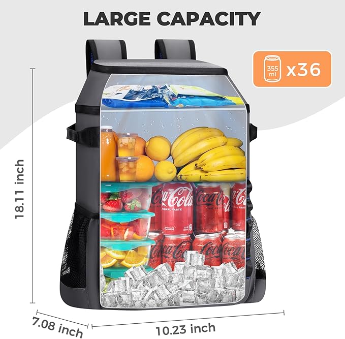 Heytrip Backpack Cooler 36/54 Cans, Insulated Portable Large Leakproof Waterproof Cooler Bag, 20 Hours Cold Retention for Lunch Camping Travel Beach Picnic