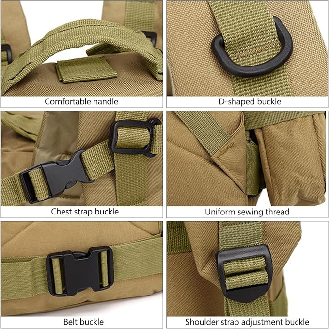 Tactical Backpack Military Army Rucksack 60L Large Assault Pack Camping Detachable Molle Bag (San Sha Se)