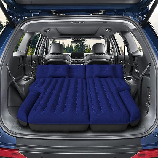Inflatable SUV Air Mattress Bed Car Mattress for SUV, Double-Sided Flocking Travel Camping Bed Car Air Mattress, Car Sleeping Mattress Bed for Universal SUV with Air Pump & 2 Pillows