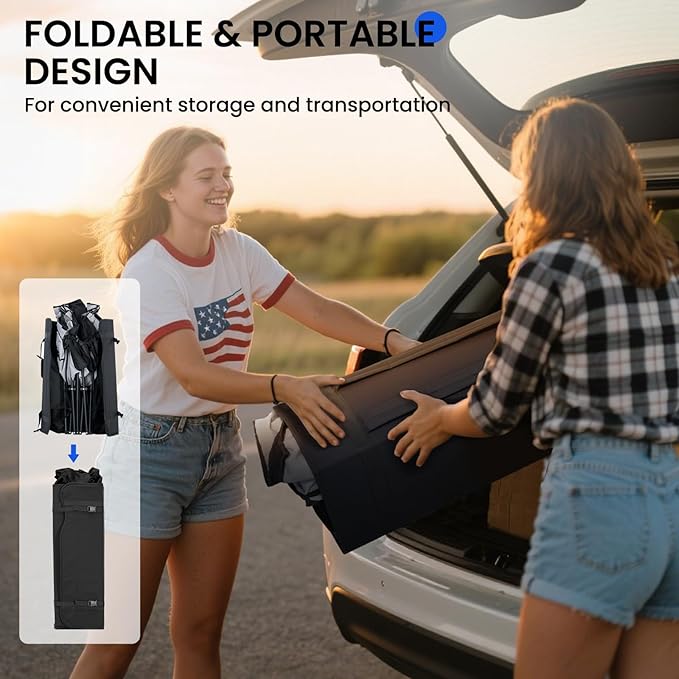 DoCred Double Beach Camping Chair with Canopy, Folding 2 Person Camping Sofa Seat, Portable Outdoor Loveseat with Shade, Oversize Camp Chair for Lawn, and Outdoor Activities
