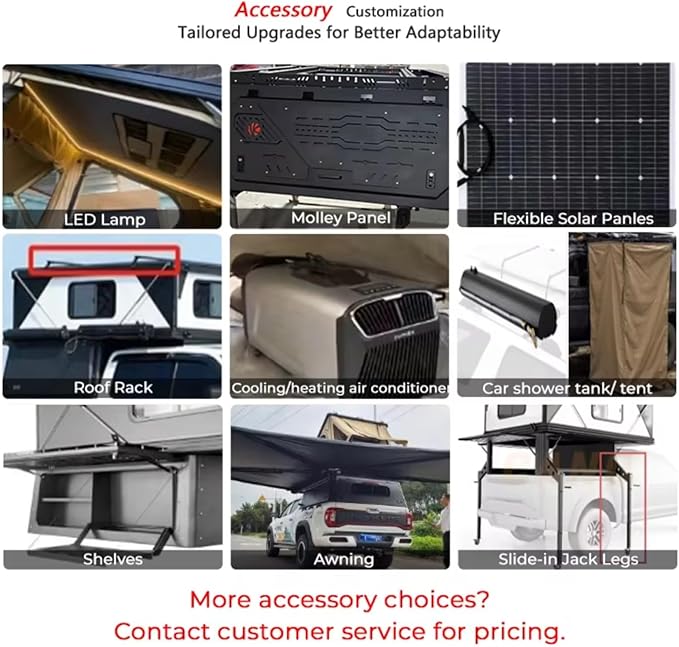 Double Layer Truck Bed Tent with Waterproof Oxford Fabric, Diagonal Bracing Support Frame, All-Weather Shelter for Outdoor Hiking Camping