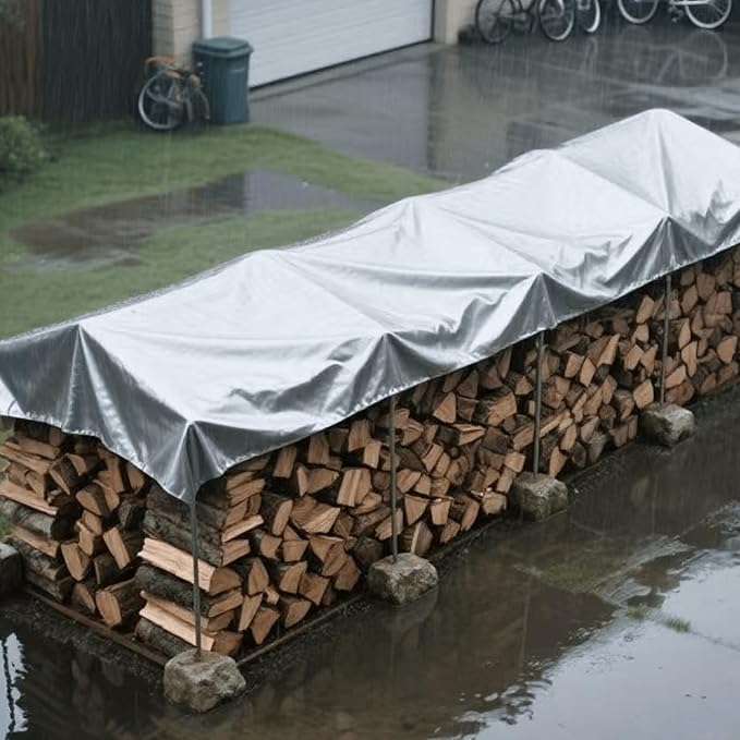 Tarps Heavy Duty Waterproof 12x30FT, 12 Mil Silver Heavy Duty Tarps with Grommets Reinforced Edges, UV Resistant, Tear&Fade Resistant, Large Covers for Camping Patio Roof Boat Outdoors