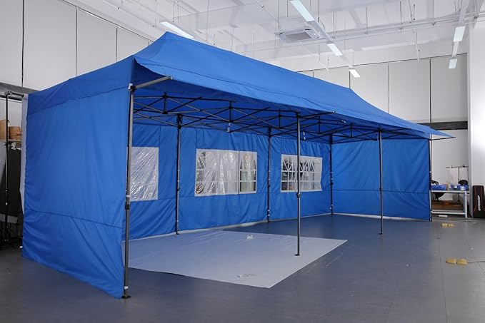 COBIZI 10x30 Pop Up Canopy Tent with Awning,Heavy Duty Canopy UPF 50+ All Season Wind Waterproof Commercial Outdoor Street Vendors Party Tents for Parties Canopy with Roller Bag(10 x 30 ft Khaki)