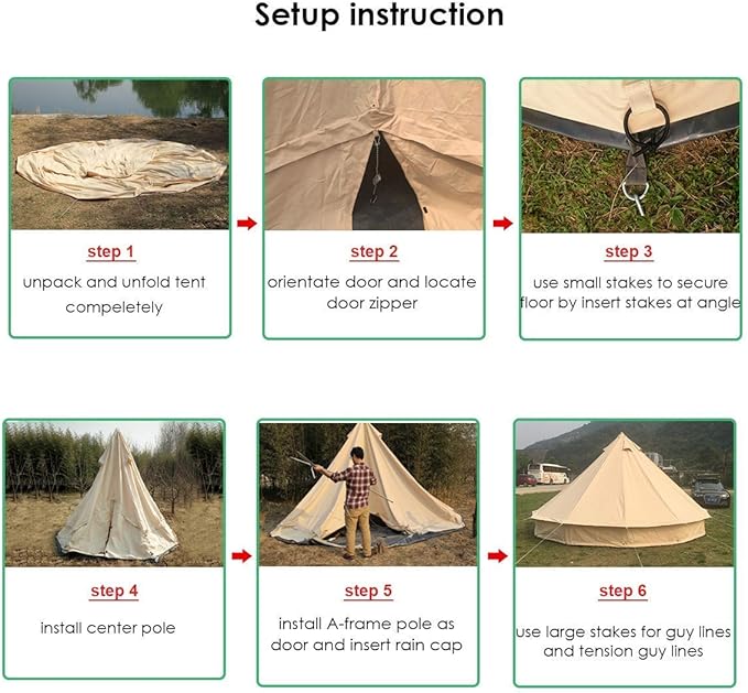 UNISTRENGH 4 Seasons Large Luxury Bell Tents Glamping Waterproof Cotton Canvas Yurt Family Tents for Outdoor Camping Hiking Birthday Party