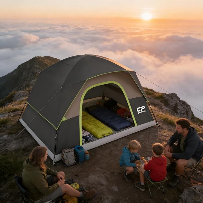 Tents for Camping 6 Person Tent Waterproof Windproof Double Layer Family Camping Tent, Easy Setup Dome Tent with Large Mesh Windows & Wider Door for Outdoor Camping & Hiking