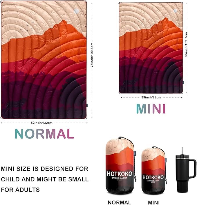 Camping Blanket,Lightweight Puffy Printed Camping Blanket Packable Outdoor Blanket for Camping,Traveling, Stadium, Hiking, Picnics