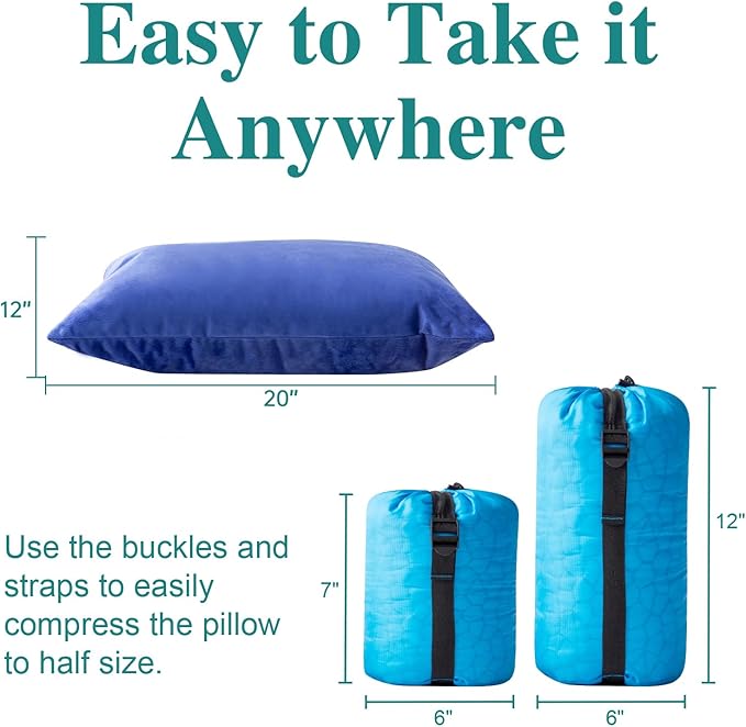 Small Shredded Gel Memory Foam Pillow,Adjustable for Contoured Support -Portable Ideal for Backpacking, Camping, Travel, Car, Airplane,Office Nap