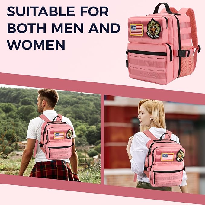9L Mini Tactical Molle Backpack 9L Small Gym Bag Small Military Assault EDC Backpack for Men Women With Fishing,Hiking,Camping,Traveling,Yoga,Work(Pink)
