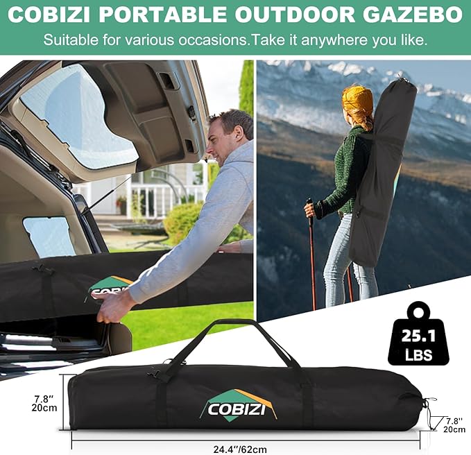 COBIZI 10x10 FT Pop up Gazebo, Popup Canopy tent, Screened In Gazebos with sidewalls, Waterproof Portable Outdoor Small Screen tents Sun Shelter,carpas para patio for Camping, Garden and Backyard,Blue