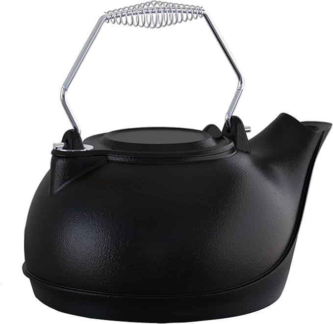 Fire Beauty Humidifying Iron Kettle,Stove Humidifier,Wood Stove Kettle,Cast Iron,Chrome handle