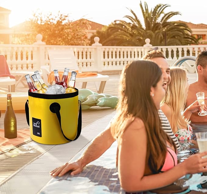 Tessco 4 Pcs 20L Collapsible Bucket with Handle 5 Gallon Portable Collapsible Folding Bucket Foldable Water Container for Camping Hiking Fishing Car Washing
