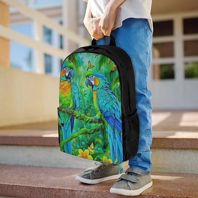 Supdreamc Men Women Lightweight Parrots Spirit Art Backpack Large Capacity Carry On Bag With Padded Straps for Sports Work Walking Cycling