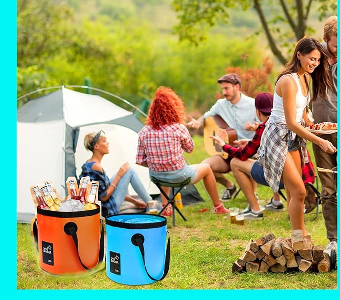 Collapsible Buckets, Camping Water Storage Container 5 Gallon(20L) Portable Folding Bucket Wash Basin