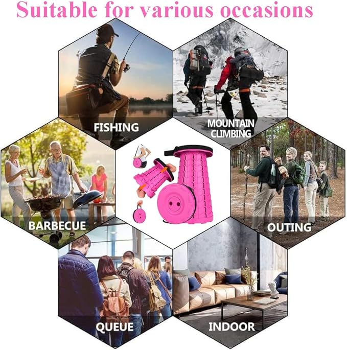 Fishboy Upgraded Collapsible Stool, 400lbs Max Weight, Lightweight But Sturdy, Portable Retractable Folding Telescoping Foldable Camping Stool for Adults Outdoor Fishing Hiking Gardening Travel BBQ