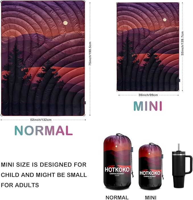 Camping Blanket,Lightweight Puffy Printed Camping Blanket Packable Outdoor Blanket for Camping,Traveling, Stadium, Hiking, Picnics