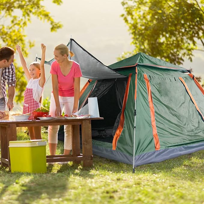 4-6 Person Pop-Up Camping Tent, Portable Instant Setup Family Tent with 2 Windows, for Hiking, Backpacking & Outdoor Adventures, Waterproof & Windproof
