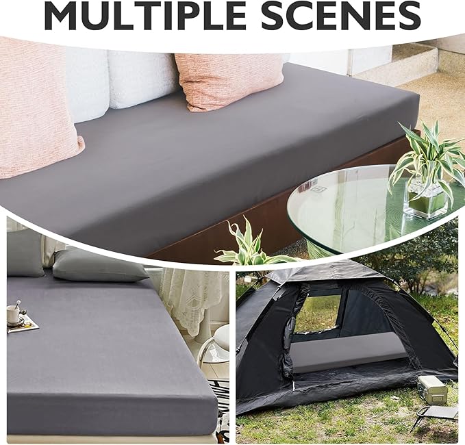 Twin Fitted Sheet (Bottom Sheet Only) Compatible with Milliard Trifold Mattress Folding Mattress, Ultra Soft & Breathable Cover for Camp Bunk Rvs Bed(Gray,Twin,6")