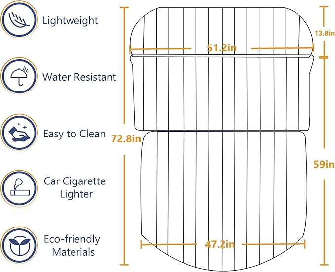SUV Air Mattress-Thickened Car Bed Back Seat Mattress-Portable Car Mattress for Vehicle Cushion Air Bed Inflatable Mattress with Air-Pump-Camping Blow Up Mattress for car (Blue and Black)
