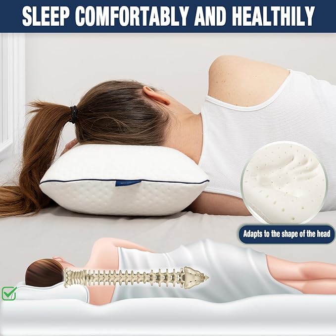 alkamto Travel & Camping Comfortable Memory Foam Pillow – Easy to Carry Portable Bag – Temperature Regulating Pillow Case (White + Extra Cover)