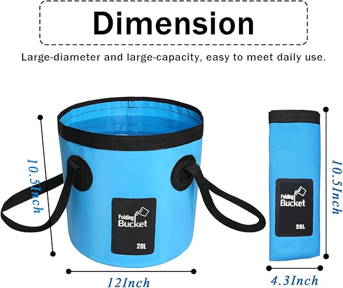Esthesia Collapsible Bucket, 5 Gallon Portable Folding Water Container for Travelling, Camping, Hiking, Fishing, Gardening
