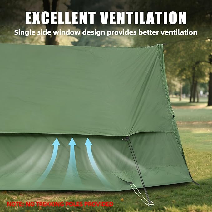 2-Person Trekking Pole Tent for Backpacking - Ultralight 2 Person Backpacking Tent, Lightweight Waterproof Two Person A-Frame Hiking Shelter for Outdoor Camping, Scouts, Trekkers (No Poles)