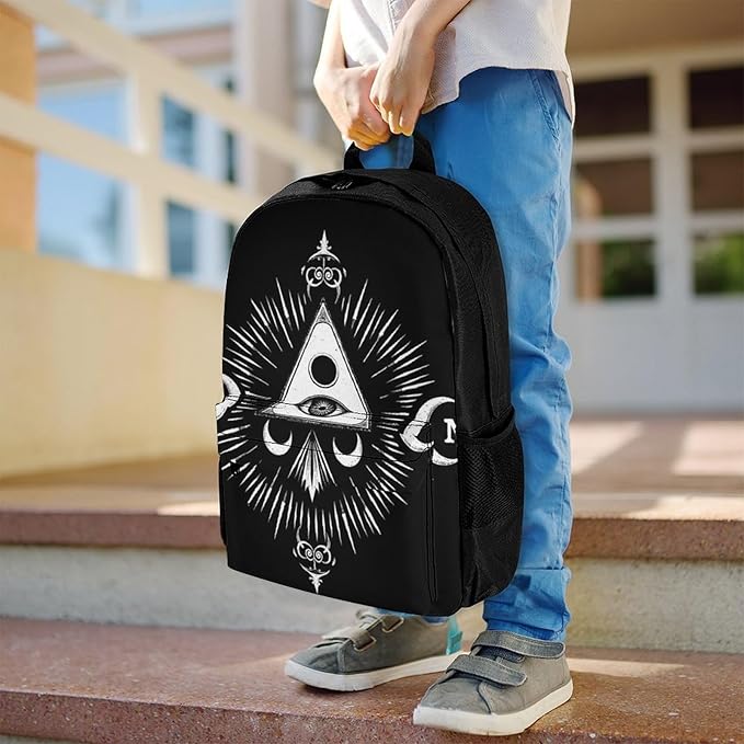 Supdreamc Polyester Daypack for Hiking Work Running, Big Capacity Anti-Theft Multipurpose Shoulder Bag, Goth Moon Eye Witch Magic Spirit Board Travel and Sport Backpack Rucksack