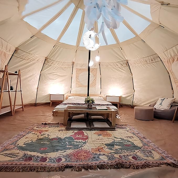 GeRRiT Retro Yurt Tent, 8~10 Person Oxford Cloth Water Proof Tent, Teardrop Shaped Pumpkin Tent with 1 Stove Jacks, Luxury All Season Tent for Camping Trips