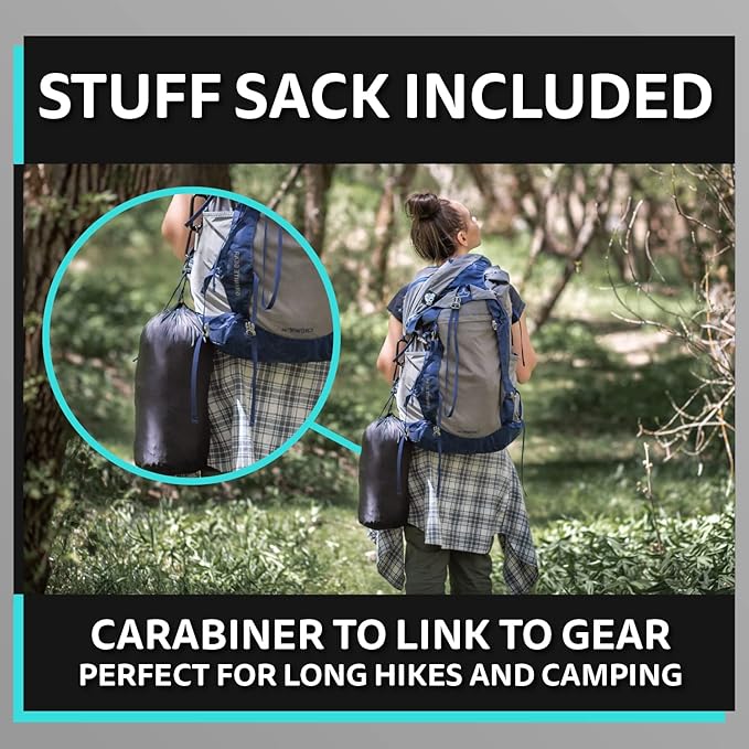NAPRO Ripstop Outdoor Camping Pillow and Blanket 3-in-1, Versatile Lightweight Nylon Waterproof Stadium Blanket, Ultralight Backpacking Essentials, Travel Blanket and Pillow Set - Black/Turquoise